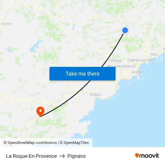 La Roque-En-Provence to Pignans map
