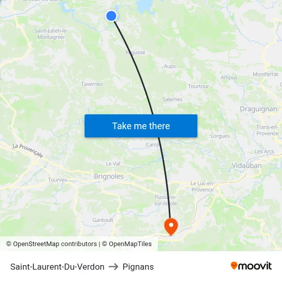 Saint-Laurent-Du-Verdon to Pignans map