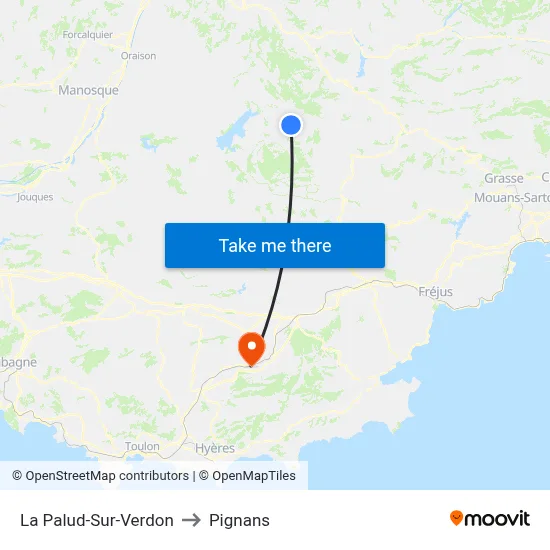 La Palud-Sur-Verdon to Pignans map