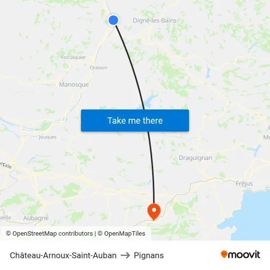Château-Arnoux-Saint-Auban to Pignans map