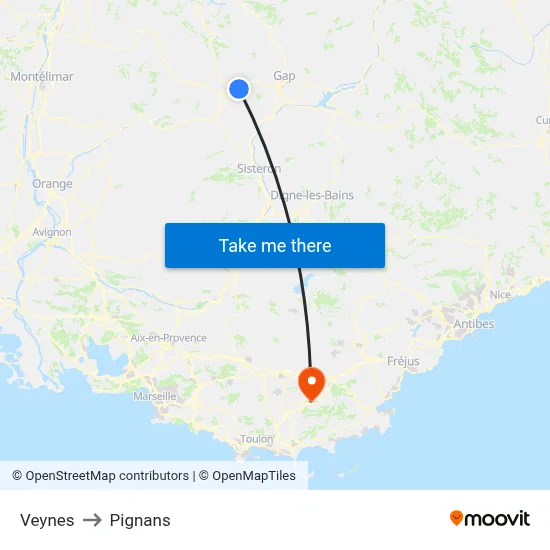 Veynes to Pignans map