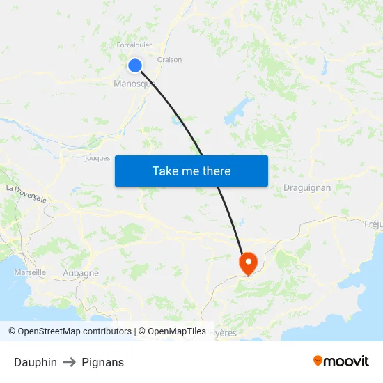 Dauphin to Pignans map