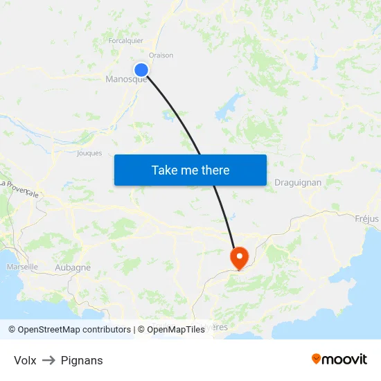 Volx to Pignans map