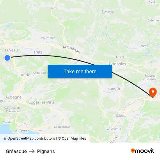 Gréasque to Pignans map