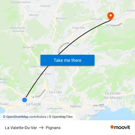 La Valette-Du-Var to Pignans map