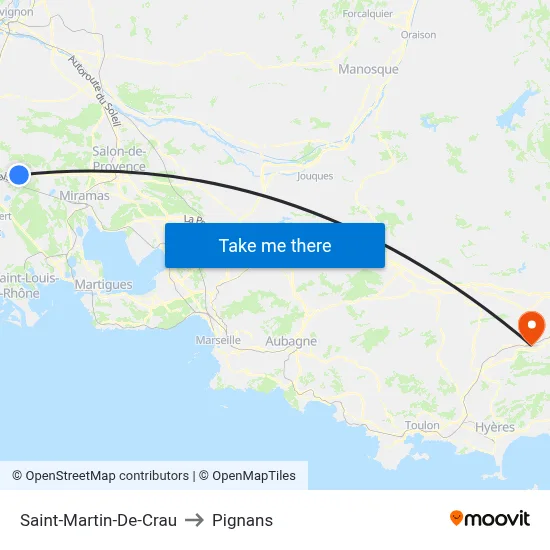 Saint-Martin-De-Crau to Pignans map