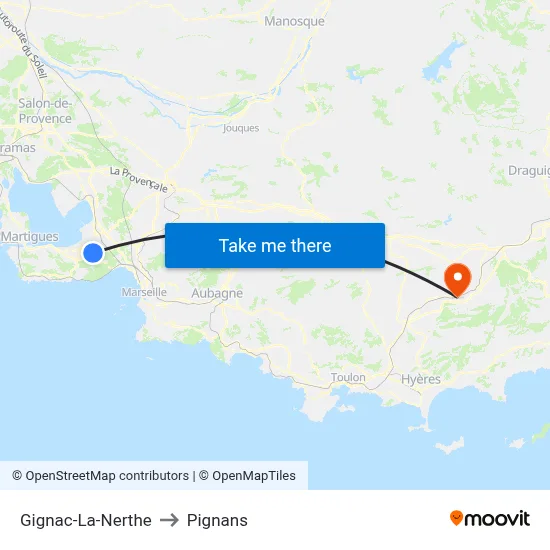 Gignac-La-Nerthe to Pignans map