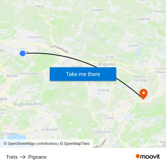 Trets to Pignans map