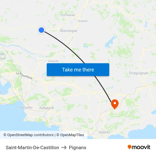 Saint-Martin-De-Castillon to Pignans map
