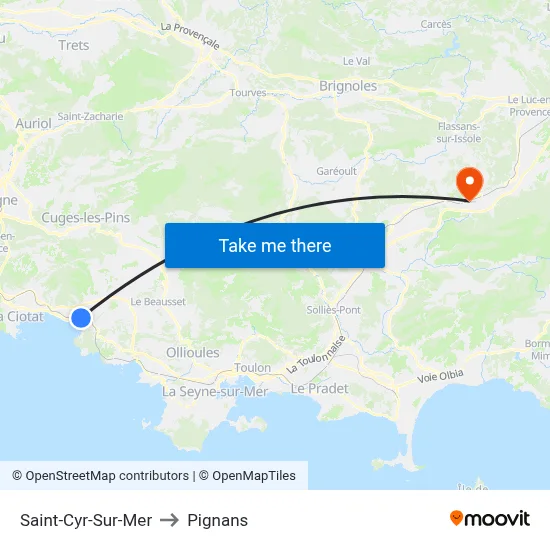 Saint-Cyr-Sur-Mer to Pignans map