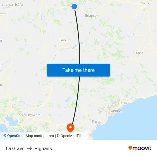 La Grave to Pignans map