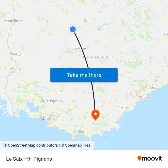 Le Saix to Pignans map