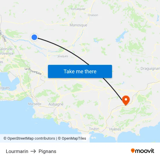 Lourmarin to Pignans map
