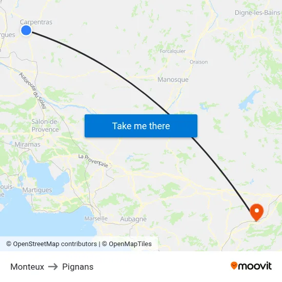 Monteux to Pignans map