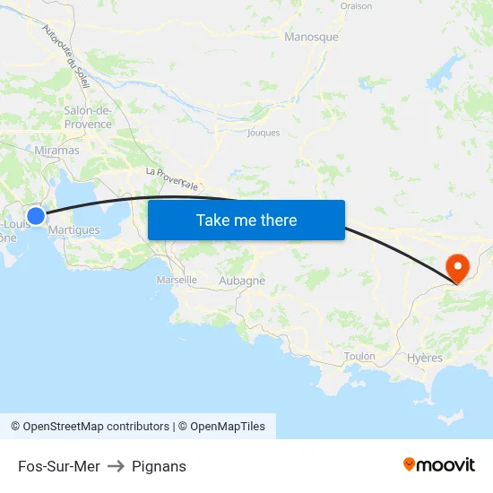 Fos-Sur-Mer to Pignans map