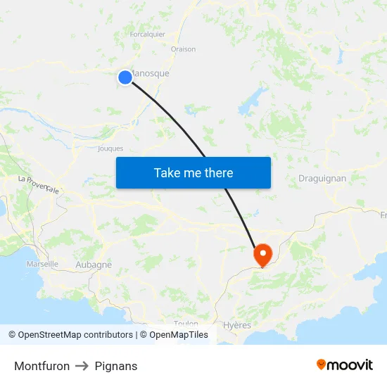 Montfuron to Pignans map
