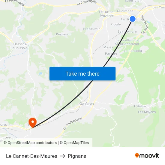 Le Cannet-Des-Maures to Pignans map