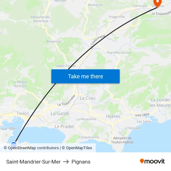 Saint-Mandrier-Sur-Mer to Pignans map