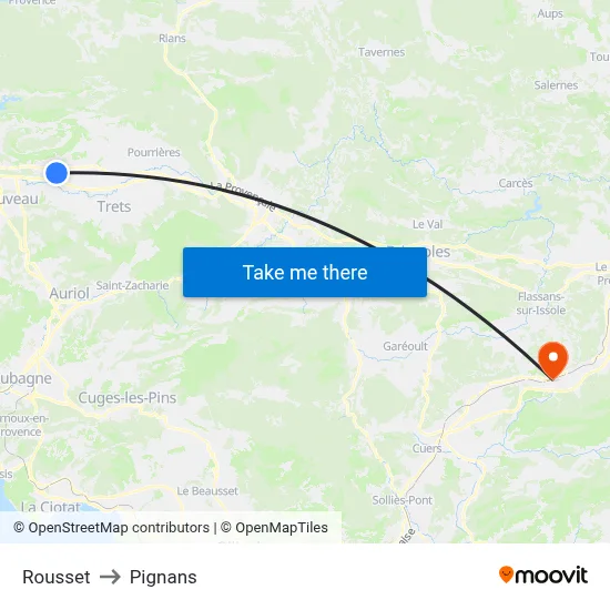 Rousset to Pignans map