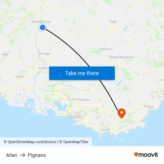 Allan to Pignans map