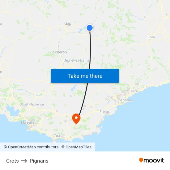 Crots to Pignans map