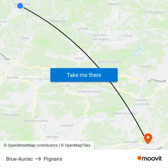 Brue-Auriac to Pignans map