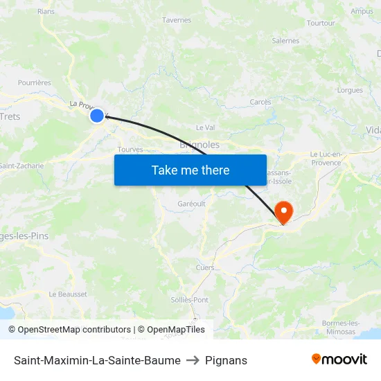 Saint-Maximin-La-Sainte-Baume to Pignans map