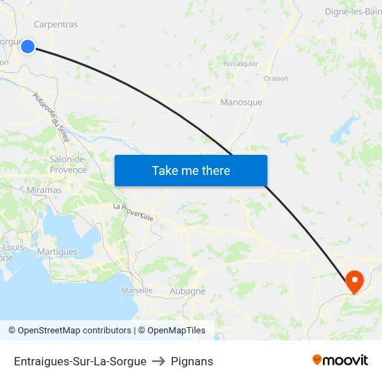 Entraigues-Sur-La-Sorgue to Pignans map