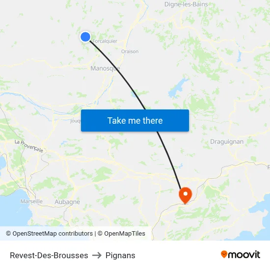 Revest-Des-Brousses to Pignans map