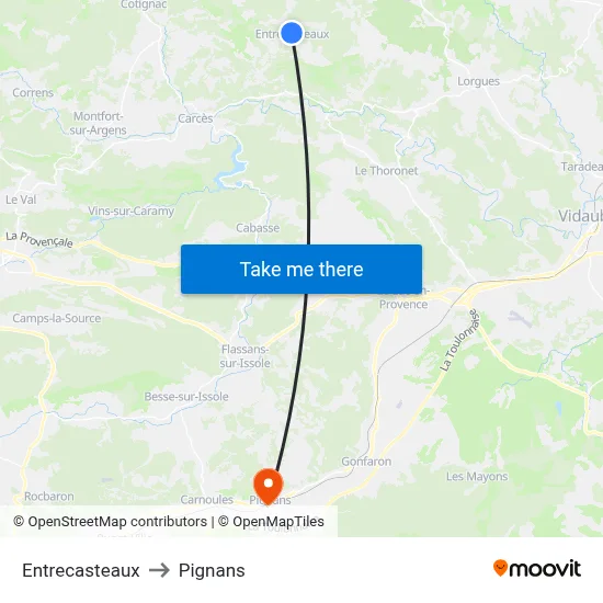 Entrecasteaux to Pignans map