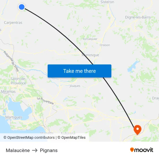 Malaucène to Pignans map