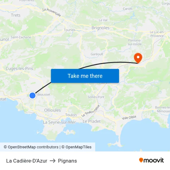 La Cadière-D'Azur to Pignans map