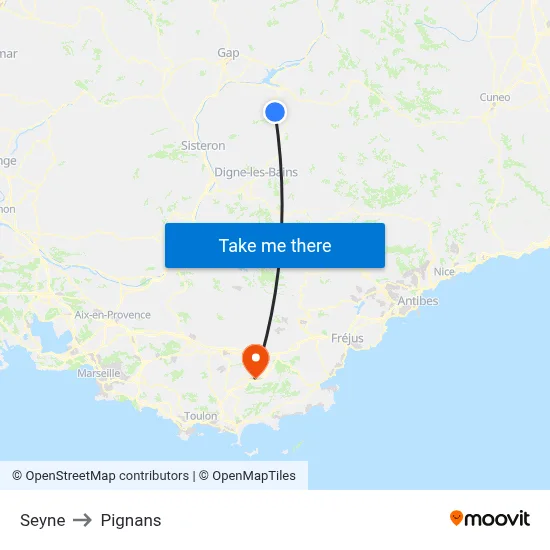 Seyne to Pignans map
