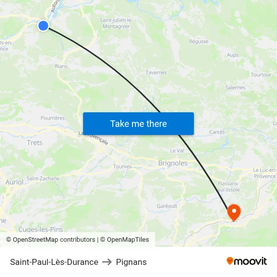 Saint-Paul-Lès-Durance to Pignans map