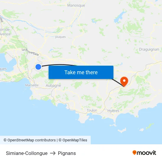 Simiane-Collongue to Pignans map