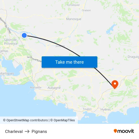 Charleval to Pignans map