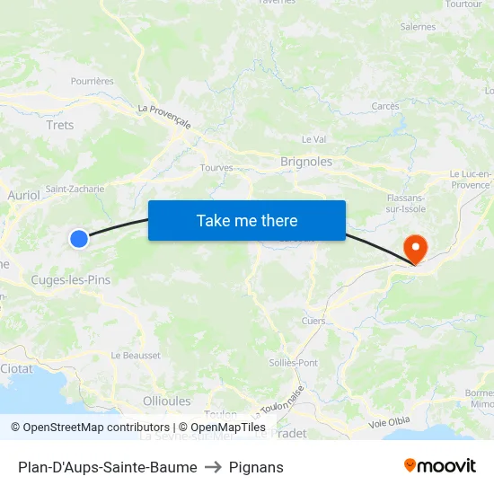 Plan-D'Aups-Sainte-Baume to Pignans map
