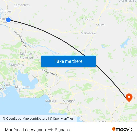 Morières-Lès-Avignon to Pignans map