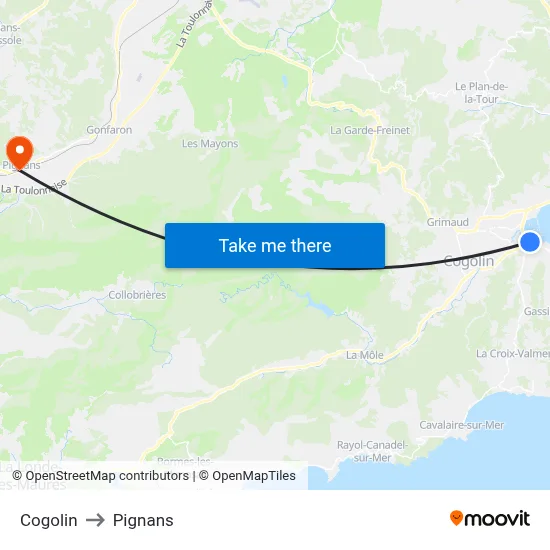 Cogolin to Pignans map