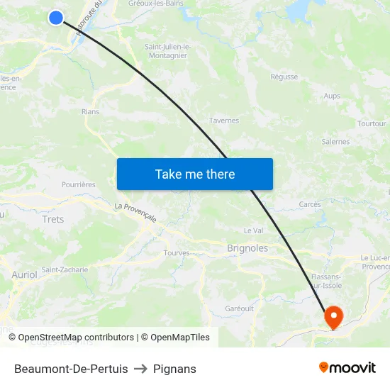 Beaumont-De-Pertuis to Pignans map