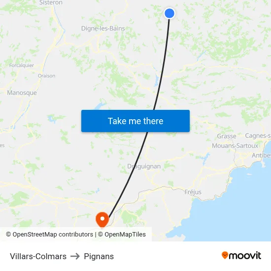 Villars-Colmars to Pignans map