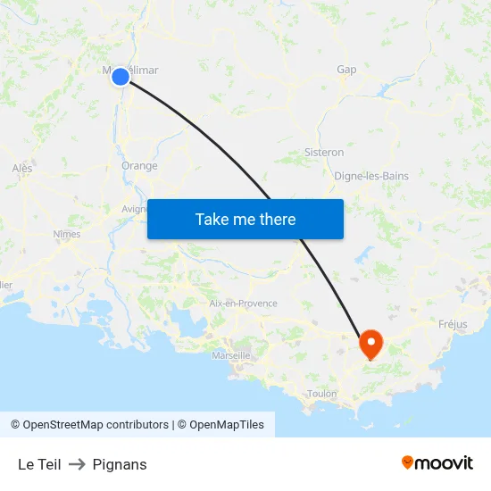 Le Teil to Pignans map