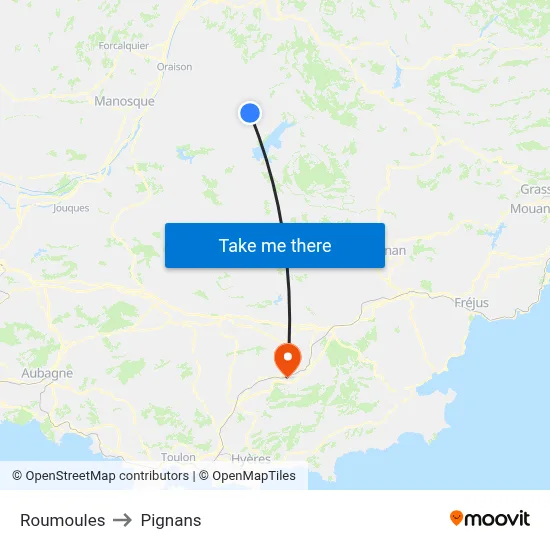 Roumoules to Pignans map
