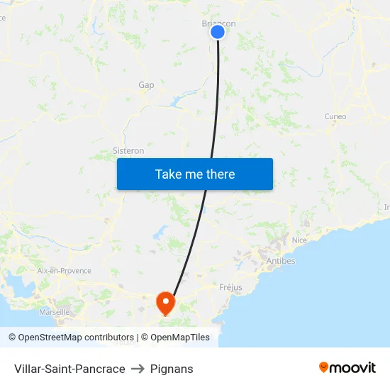 Villar-Saint-Pancrace to Pignans map