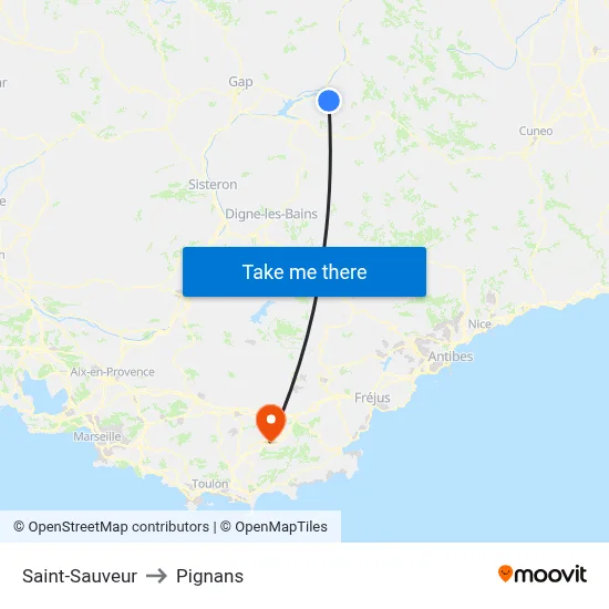 Saint-Sauveur to Pignans map
