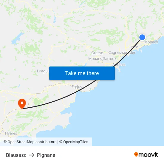 Blausasc to Pignans map