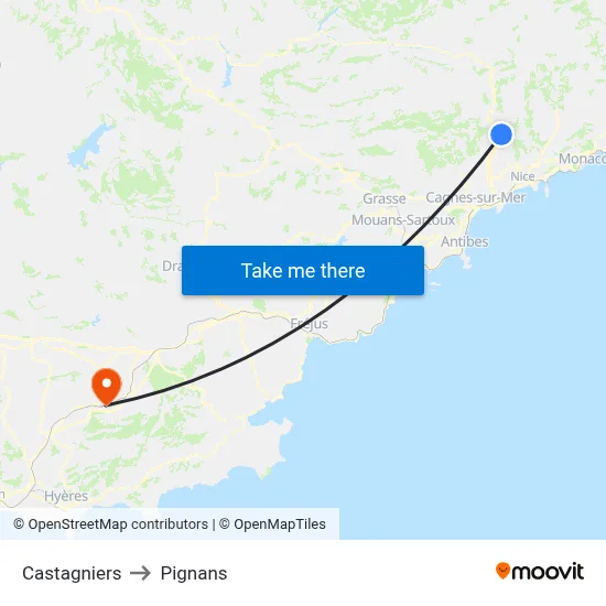 Castagniers to Pignans map