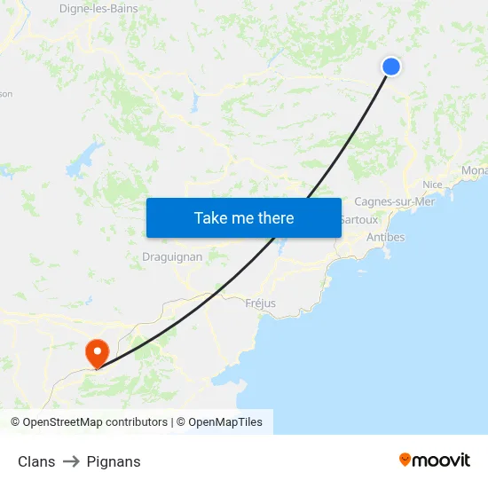 Clans to Pignans map