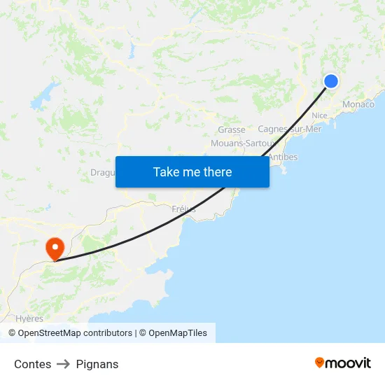 Contes to Pignans map