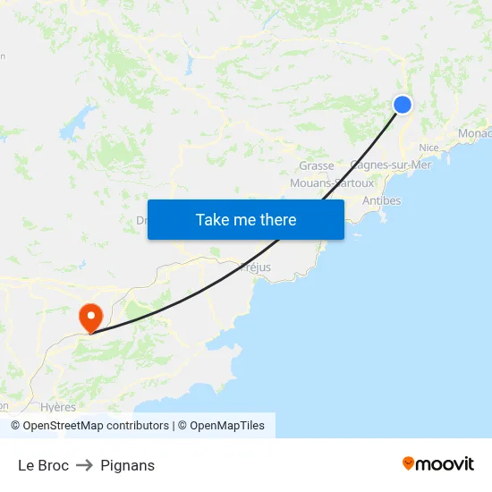 Le Broc to Pignans map